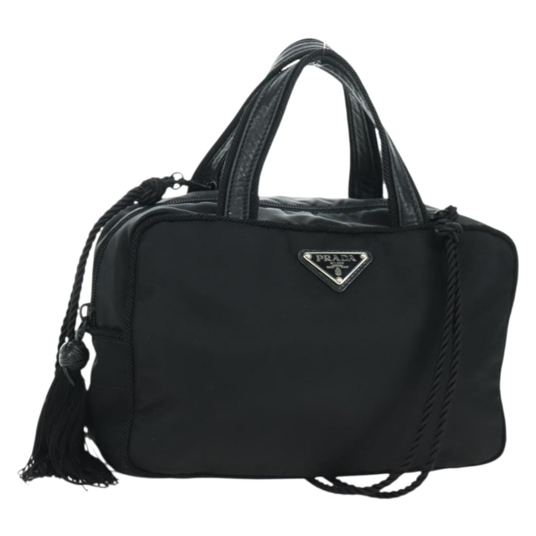 Prada BL0916 Black Nylon Fringe Shoulder and Handbag with Dust Bag: Prada BL0916 Black Nylon Fringe Shoulder and Handbag with Dust Bag This PRADA BL0916 fringe handbag is crafted from black nylon and designed for versatile use with both handles and a removable shoulde