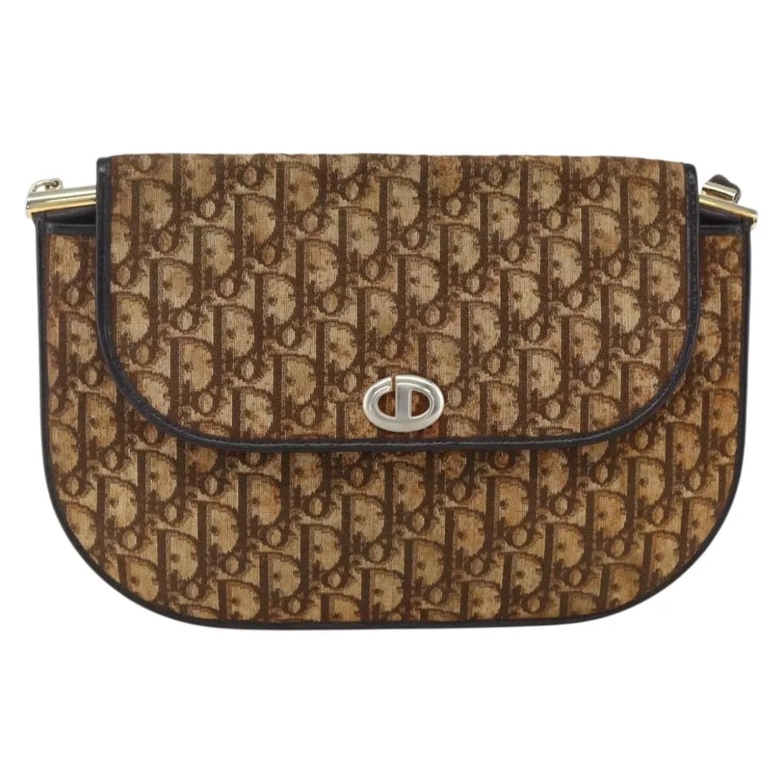 Christian Dior Vintage Trotter Brown Canvas Shoulder Bag: Christian Dior Vintage Trotter Brown Canvas Shoulder Bag This vintage Christian Dior Trotter shoulder bag features a brown canvas body with leather accents. Designed for women, the bag shows signs of 