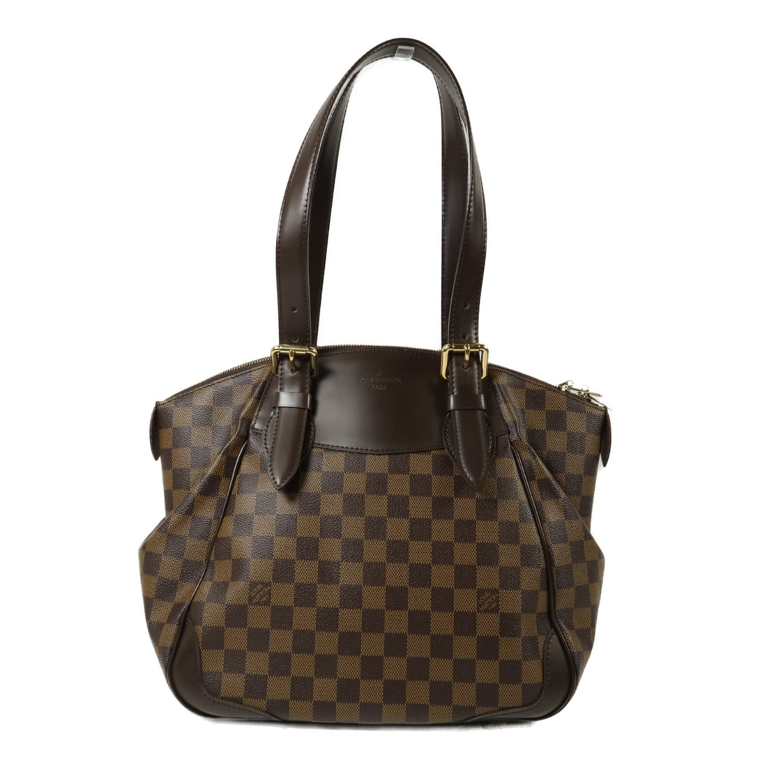 Louis Vuitton Verona MM N41118 Damier Brown Shoulder Bag: Louis Vuitton Verona MM N41118 Damier Brown Shoulder Bag Louis Vuitton Verona MM shoulder bag in brown Damier with PVC coated canvas exterior. It features a shoulder strap with a 48-53 cm drop, a fast