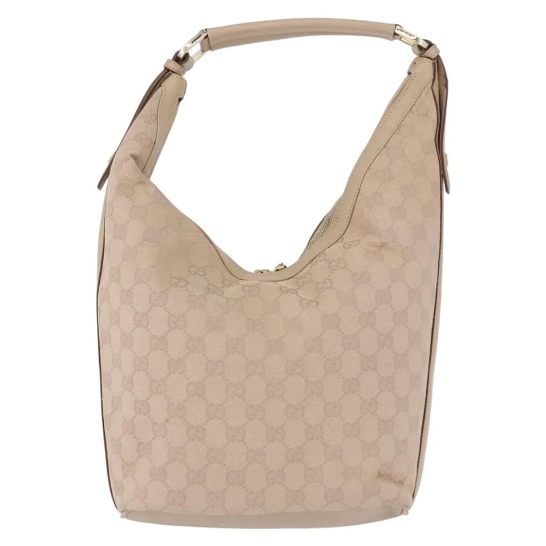 Gucci Zip Hobo Beige Canvas Shoulder Bag: Gucci Zip Hobo Beige Canvas Shoulder Bag Gucci Zip Hobo handbag in beige canvas, made in Italy. Designed for women, this bag features leather trim and hardware with a zip hobo silhouette. It is in goo