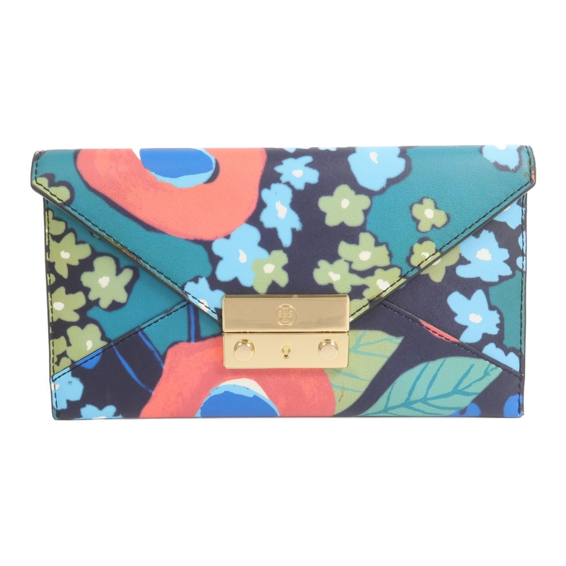 Tory Burch Juliette bifold wallet in multicolor Saffiano leather: Tory Burch Juliette bifold wallet in multicolor Saffiano leather A Tory Burch Juliette Envelope Wallet in multicolor Saffiano leather, designed as a bifold purse for women. It features space for six c