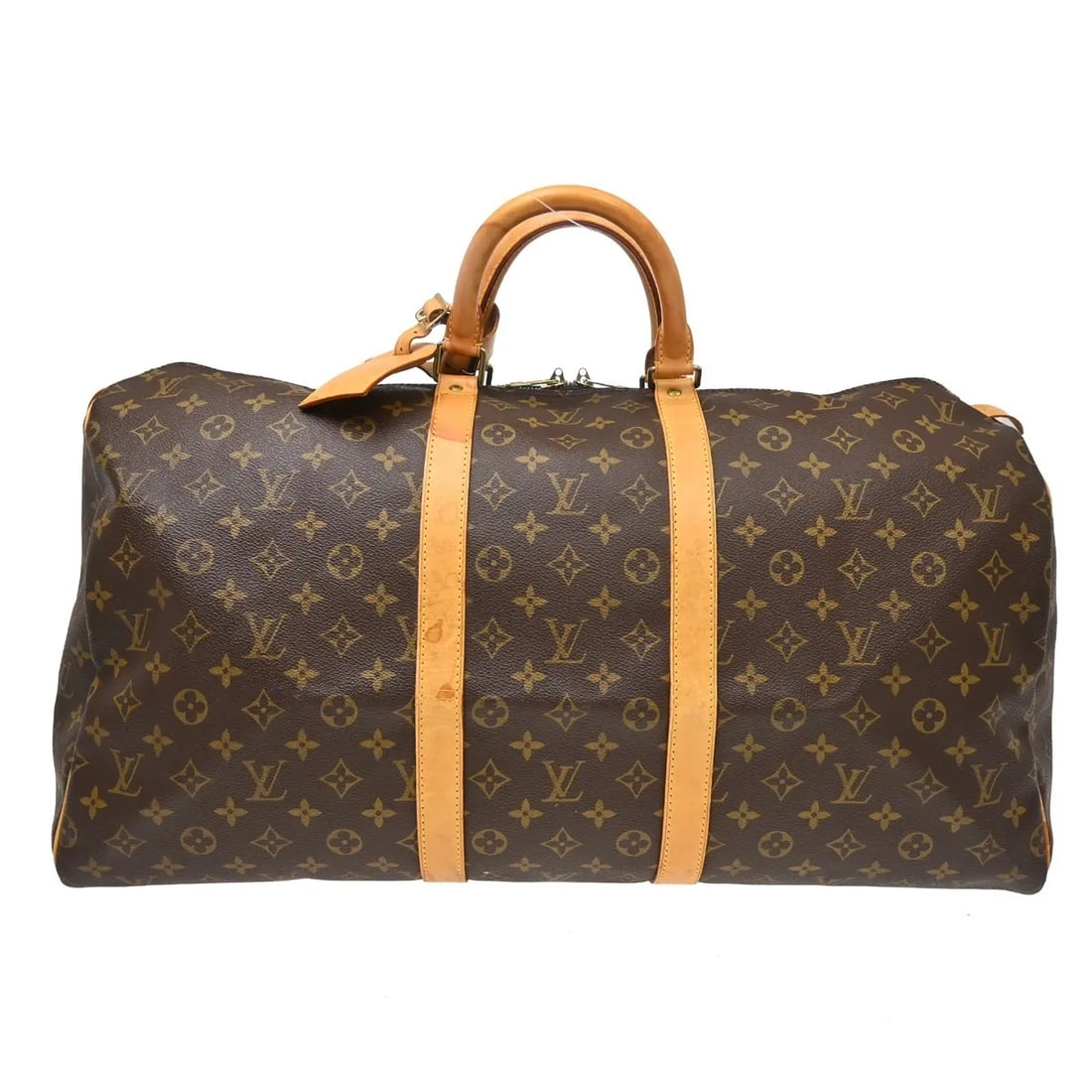 Louis Vuitton Keepall Brown Monogram Canvas Travel Bag: Louis Vuitton Keepall Brown Monogram Canvas Travel Bag Louis Vuitton Keepall in brown Monogram canvas. This unisex travel bag is in good condition with visible wear, including scuffs and scratches on 