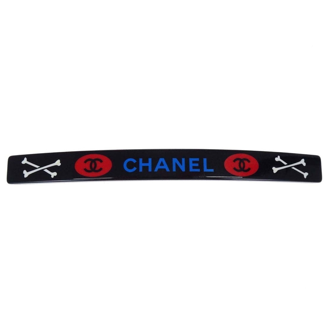 CHANEL 03P Acrylic Hair Barrette Black France: CHANEL 03P Acrylic Hair Barrette Black France Chanel barrette hair accessory for women. This 03P piece is made of acrylic with silver-plated detail and has a black colorway. Condition is very good, sh