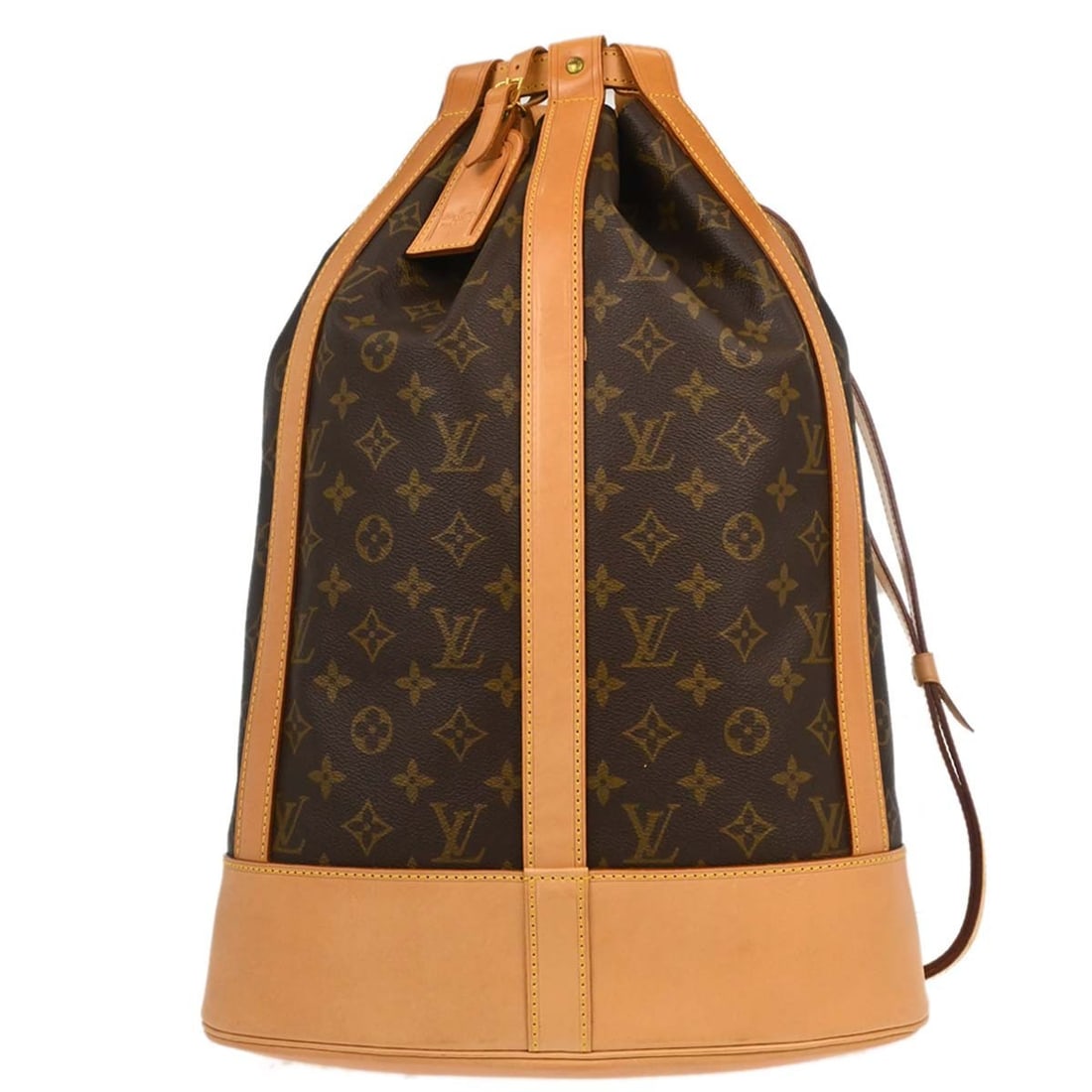 Louis Vuitton Randonnee GM Monogram Canvas Shoulder Bag Drawstring: Louis Vuitton Randonnee GM Monogram Canvas Shoulder Bag Drawstring Vintage Louis Vuitton Randonnee GM drawstring shoulder bag in brown Monogram canvas with leather trim and an adjustable shoulder stra