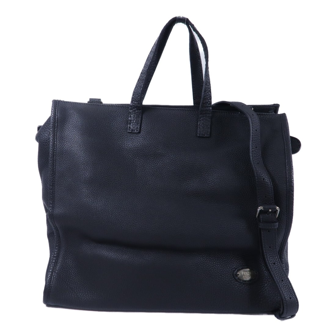 FENDI Selleria 7VA270 Roman Leather 2 Way Shoulder Bag Black: FENDI Selleria 7VA270 Roman Leather 2 Way Shoulder Bag Black This FENDI Selleria 2 Way Shoulder Bag is crafted in calfskin (cowhide) with a BlackxAntracite color finish. It features a 2-way design wit