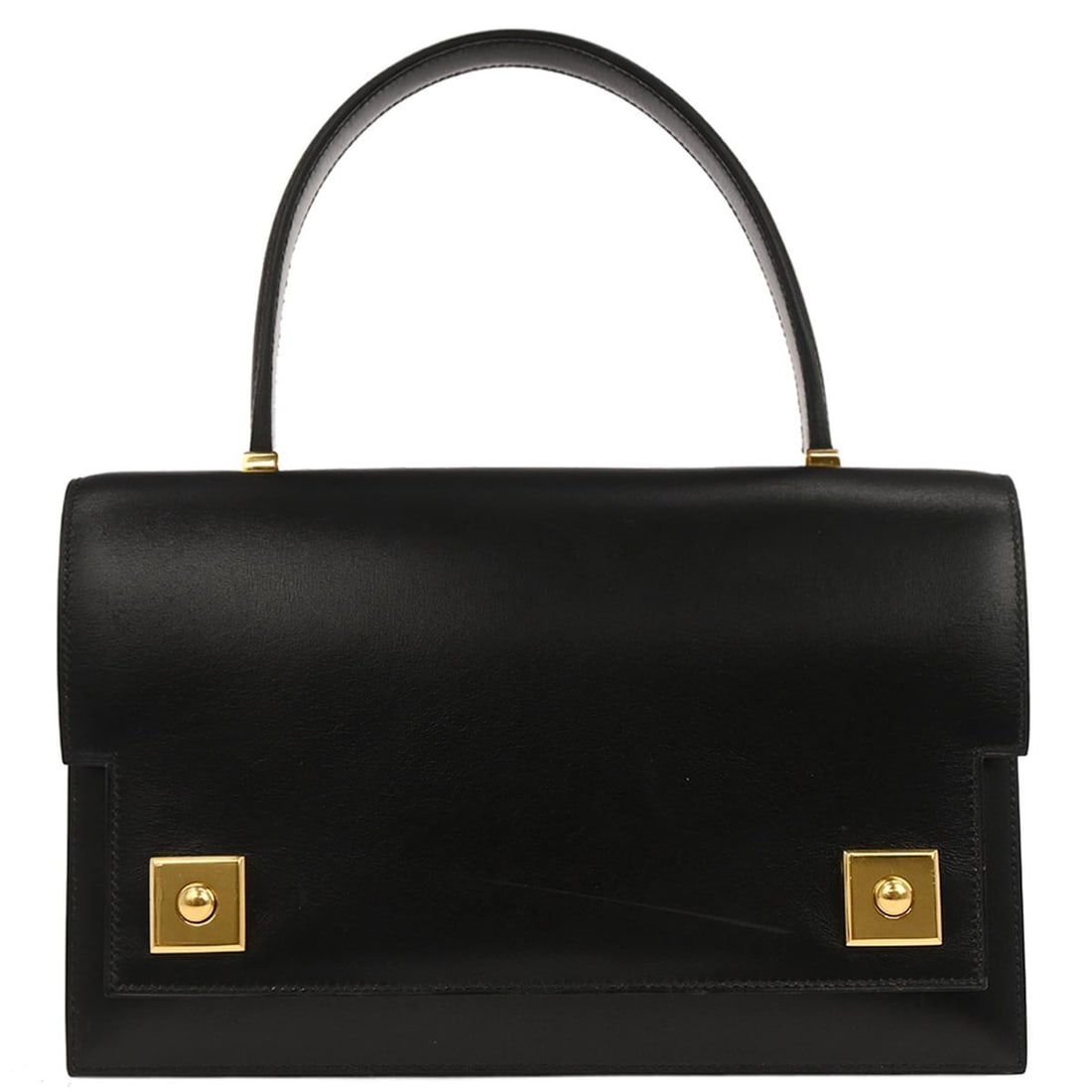 Hermes Piano Medium Top Handle Satchel in Black Box Calf: Hermes Piano Medium Top Handle Satchel in Black Box Calf Hermes Piano handbag in black box calf leather with a structured top handle satchel design. Made in France, this women's medium handbag feature