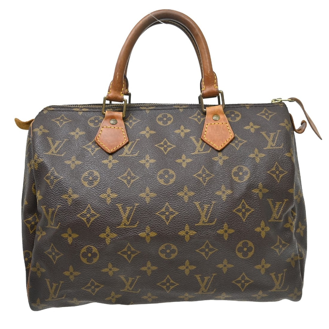 Louis Vuitton Speedy 30 Monogram Canvas Satchel M41526: Louis Vuitton Speedy 30 Monogram Canvas Satchel M41526 Vintage Louis Vuitton Speedy 30 handbag in monogram canvas with leather double handles and a zip closure. This satchel-style top handle bag featu