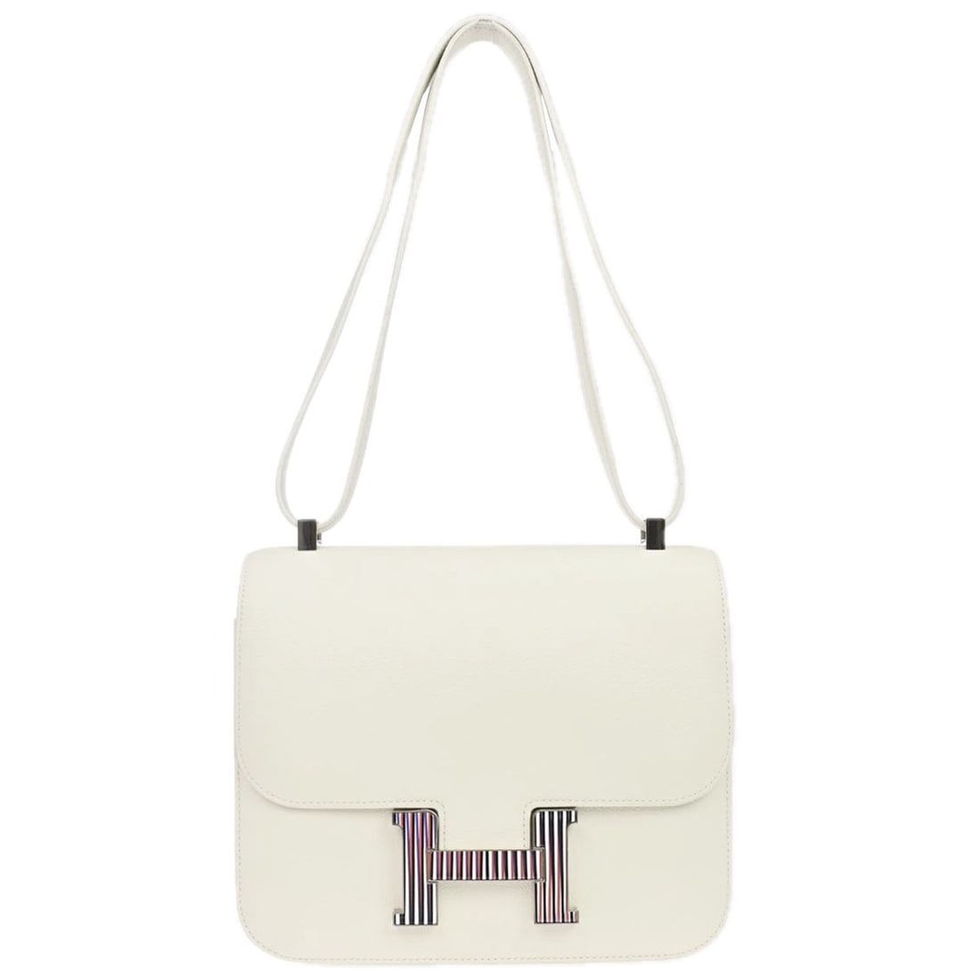 Hermes Constance 24 White Evercolor Leather Shoulder Bag: Hermes Constance 24 White Evercolor Leather Shoulder Bag Hermes Constance 24 shoulder bag in white Evercolor leather. This women's shoulder bag features a shoulder strap and an interior with one zippe