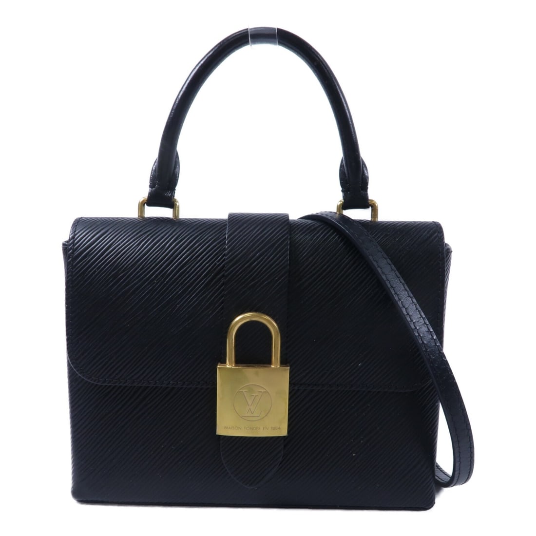Louis Vuitton Locky BB Epi Calfskin Shoulder Bag M52880 Black: Louis Vuitton Locky BB Epi Calfskin Shoulder Bag M52880 Black A Louis Vuitton Locky BB 2-way shoulder bag in black Epi and calfskin. It features a magnetic pocket and comes with a shoulder strap. The 