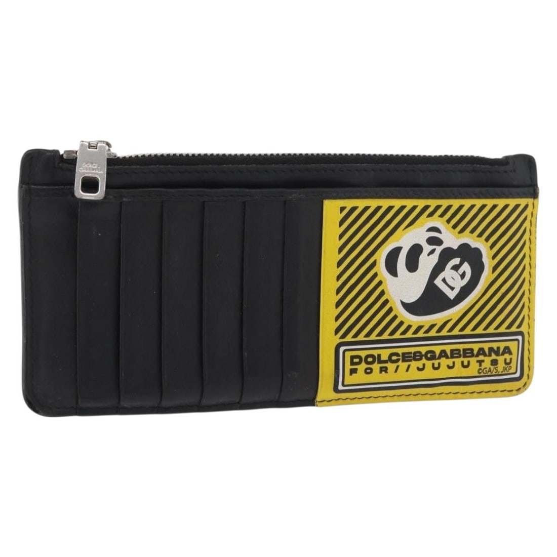 DOLCE GABBANA yellow leather panda coin purse: DOLCE GABBANA yellow leather panda coin purse This Dolce & Gabbana x Jujutsu Kaisen Panda fragment case is a stylish coin purse crafted from yellow leather. It features a compact design, suitable for 