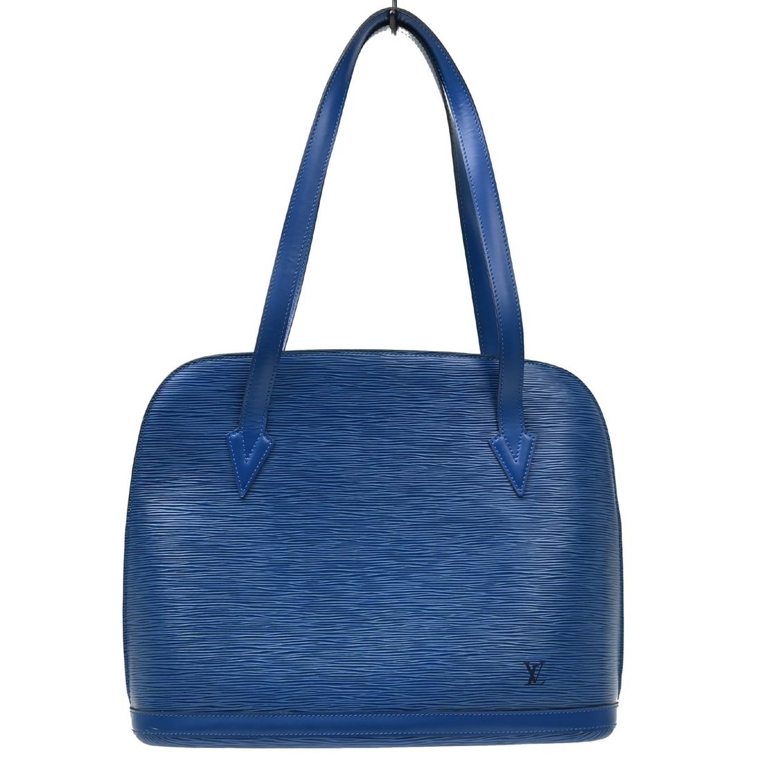 Louis Vuitton Lussac Blue Epi Leather Shoulder Bag M52285: Louis Vuitton Lussac Blue Epi Leather Shoulder Bag M52285 Vintage Louis Vuitton Lussac shoulder bag in Toledo blue Epi leather with double handles, a zip closure, and Alcantara lining. The exterior sh