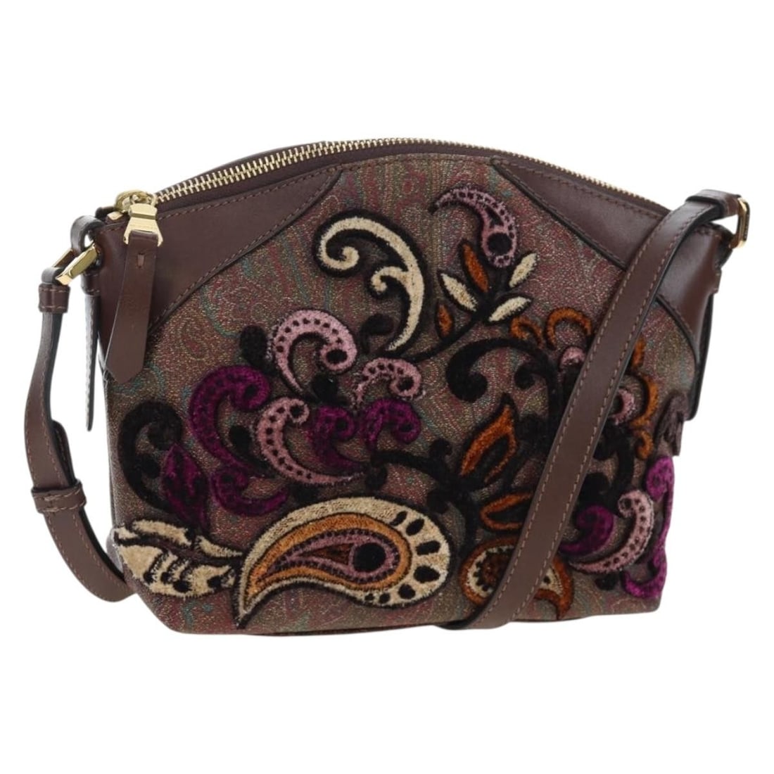 ETRO Paisley Patchwork PVC Leather Shoulder Bag Brown Bordeaux (1 of 18)