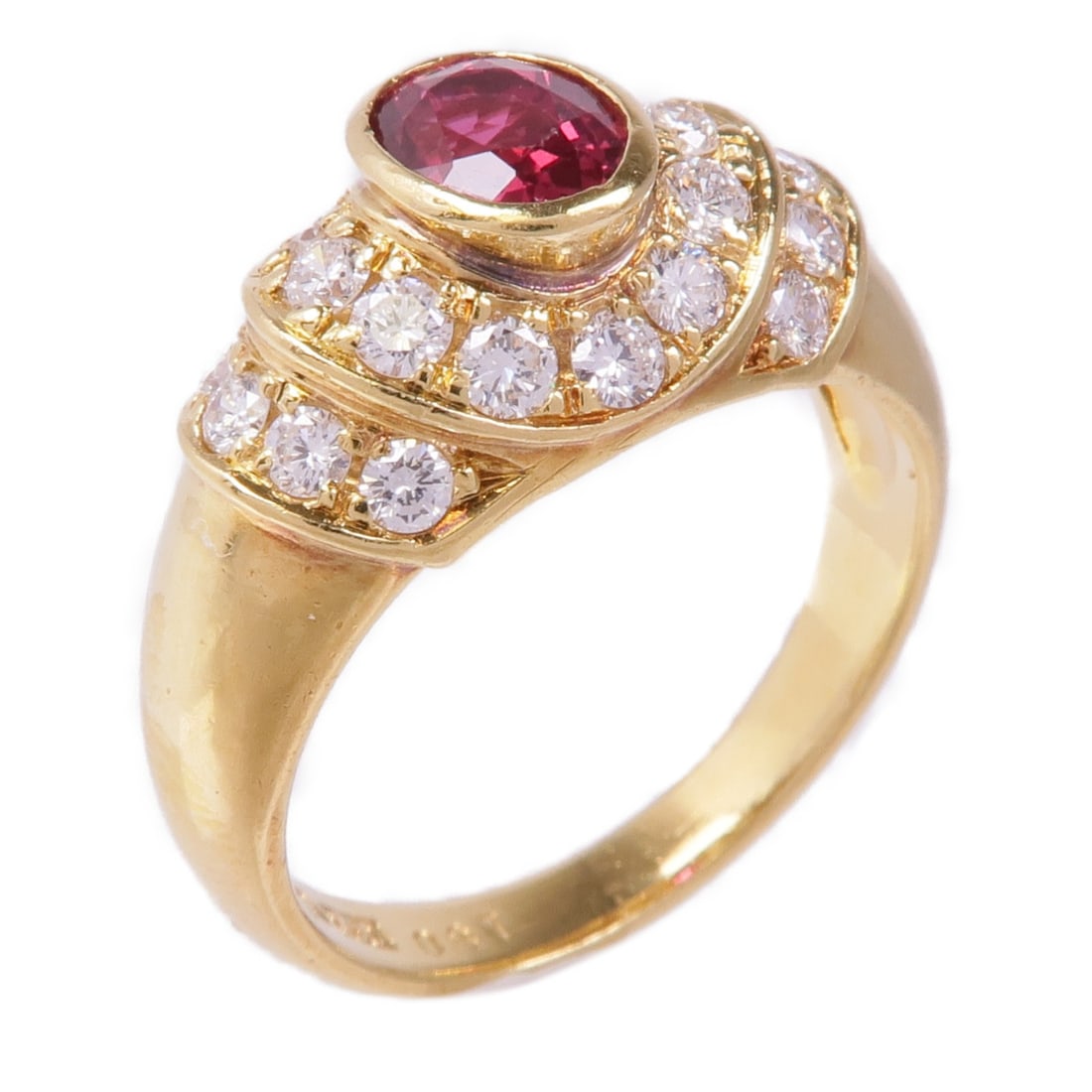 Aquascutum 18K Yellow Gold Ruby Diamond Ring Size 5.75 (1 of 7)