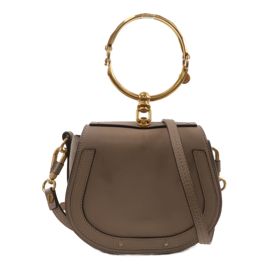Chloe Nile 2 Way Shoulder Bag Gray Calfskin Leather GHW: Chloe Nile 2 Way Shoulder Bag Gray Calfskin Leather GHW Chloe 2way shoulder bag in gray calfskin (cowhide) leather. It features a magnetic pocket, one open exterior pocket, one open interior pocket, a