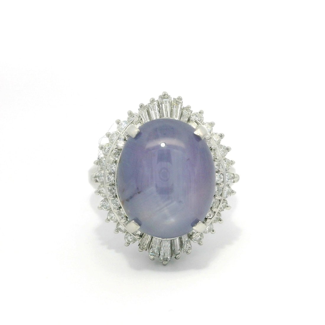 Vintage GIA 11.26ctw No Heat Blue Star Sapphire Diamond Ballerina Ring Platinum: Vintage GIA 11.26ctw No Heat Blue Star Sapphire Diamond Ballerina Ring Platinum Discover the elegance of this vintage Ballerina ring crafted in solid platinum, featuring a stunning natural star sapphi