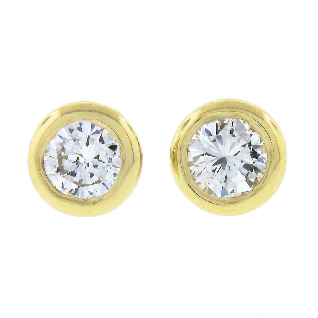 14k Yellow Gold Bezel Diamond Stud Earrings 0.18 ctw (1 of 4)
