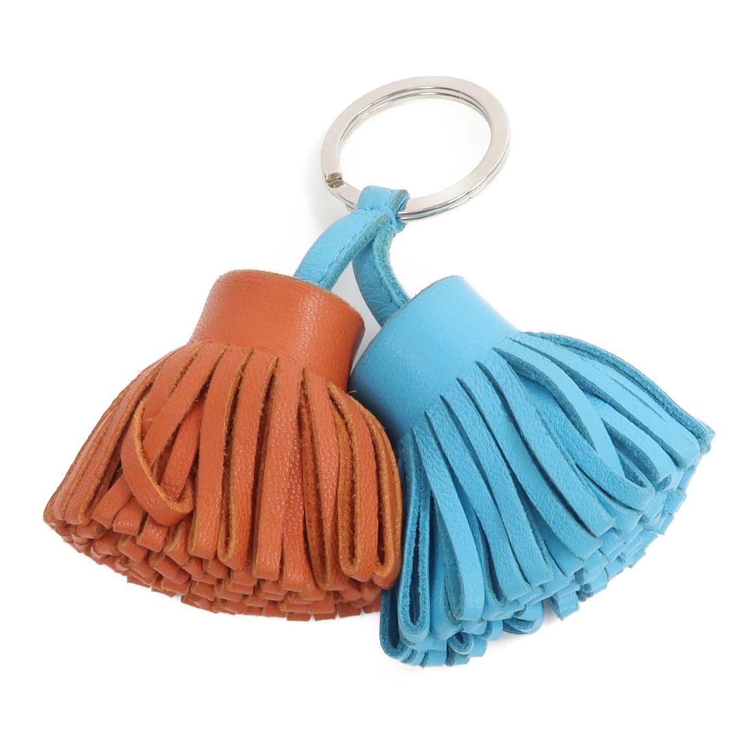 Hermes Carmen Uno-Dos Milo Lambskin Key Charm PHW Orange Bleu Azteque (1 of 8)