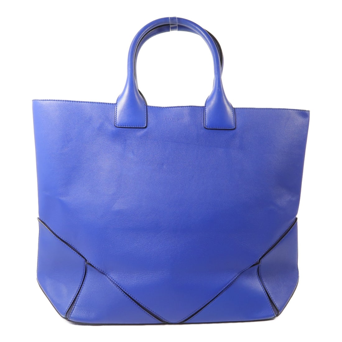 Givenchy Easy Tote Blue Calfskin Leather Womens Bag: Givenchy Easy Tote Blue Calfskin Leather Womens Bag A Givenchy Easy Tote bag in blue calfskin (cowhide) leather, designed for women. It features a regular size, blue frame color, a magnetic pocket, an