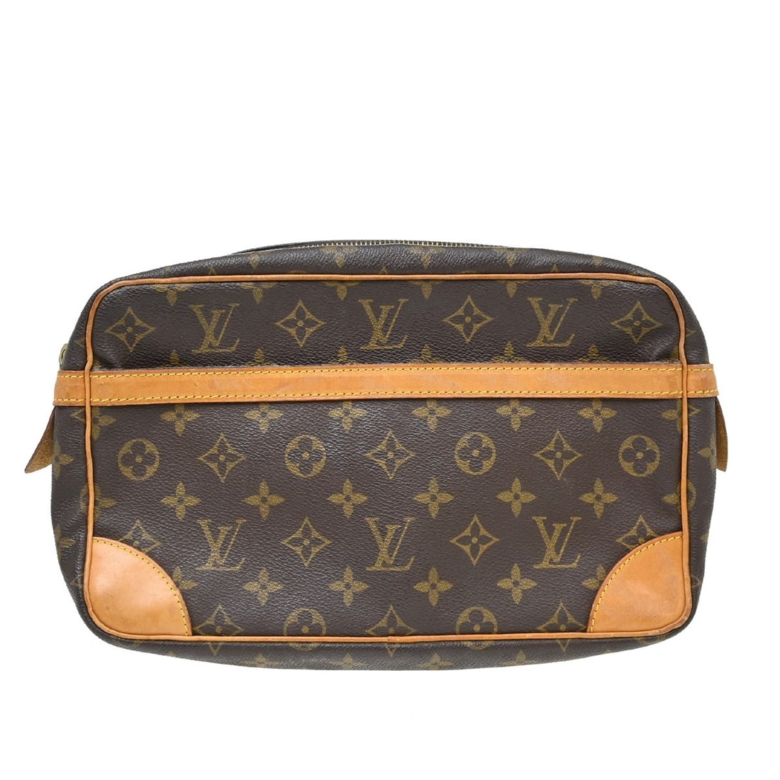Louis Vuitton Compiegne 28 Monogram Canvas Clutch M51845: Louis Vuitton Compiegne 28 Monogram Canvas Clutch M51845 Louis Vuitton Compiegne 28 clutch handbag in Monogram canvas and leather, made in France. This vintage medium-sized bag features a zip closure,