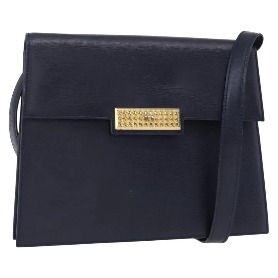 Christian Dior Vintage CD Flap Shoulder Bag Navy Leather (1 of 18)