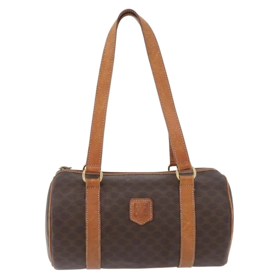 Celine Vintage Macadam Brown Canvas Shoulder Bag Italy: Celine Vintage Macadam Brown Canvas Shoulder Bag Italy This Celine Vintage Macadam Shoulder Bag features a classic brown canvas exterior with leather accents. Designed for women, the bag is crafted in