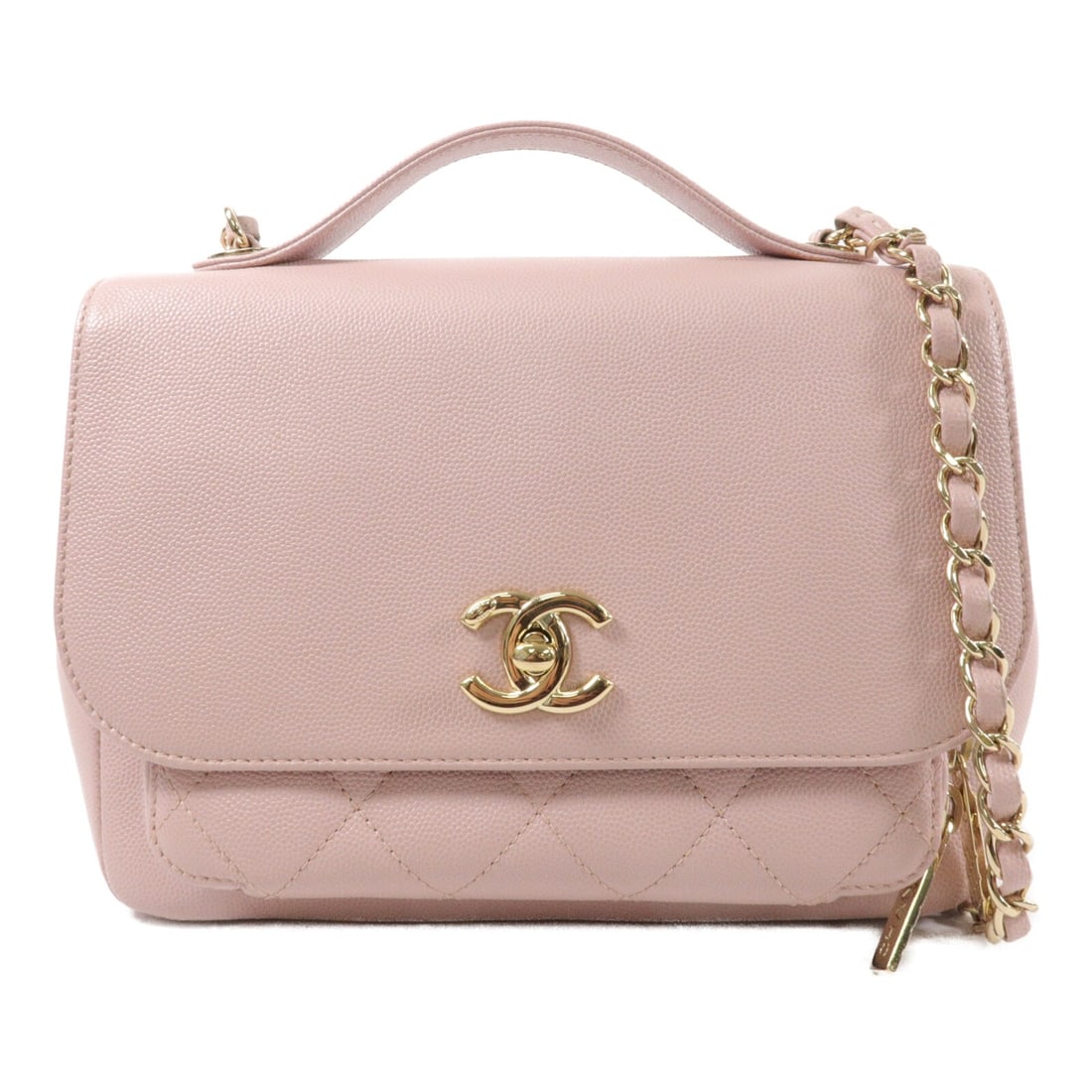 Chanel A93607 Business Affinity Pink Calfskin Chain Shoulder Bag: Chanel A93607 Business Affinity Pink Calfskin Chain Shoulder Bag A CHANEL CC GHW Business Affinity Chain Shoulder Bag, model A93607, in pink calfskin leather. It features a turn-lock closure, two insi
