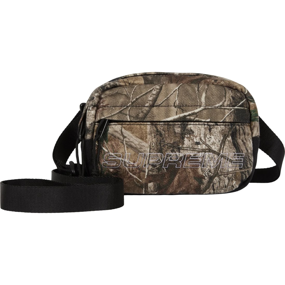 Supreme Mini Shoulder Bag in RealTree AP Camouflage Denim: Supreme Mini Shoulder Bag in RealTree AP Camouflage Denim This Supreme Denim RealTree AP Camo Mini Shoulder Bag combines rugged outdoor appeal with a streetwear aesthetic. Made from durable denim and 