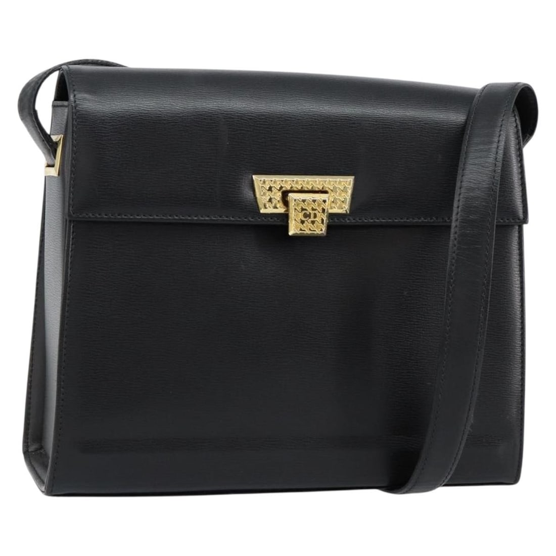 Black Leather Shoulder Bag Christian Dior Gold Tone Dust Bag: Black Leather Shoulder Bag Christian Dior Gold Tone Dust Bag Christian Dior shoulder bag in black and gold leather, made in France. It comes with a dust bag and features a shoulder drop of approximate