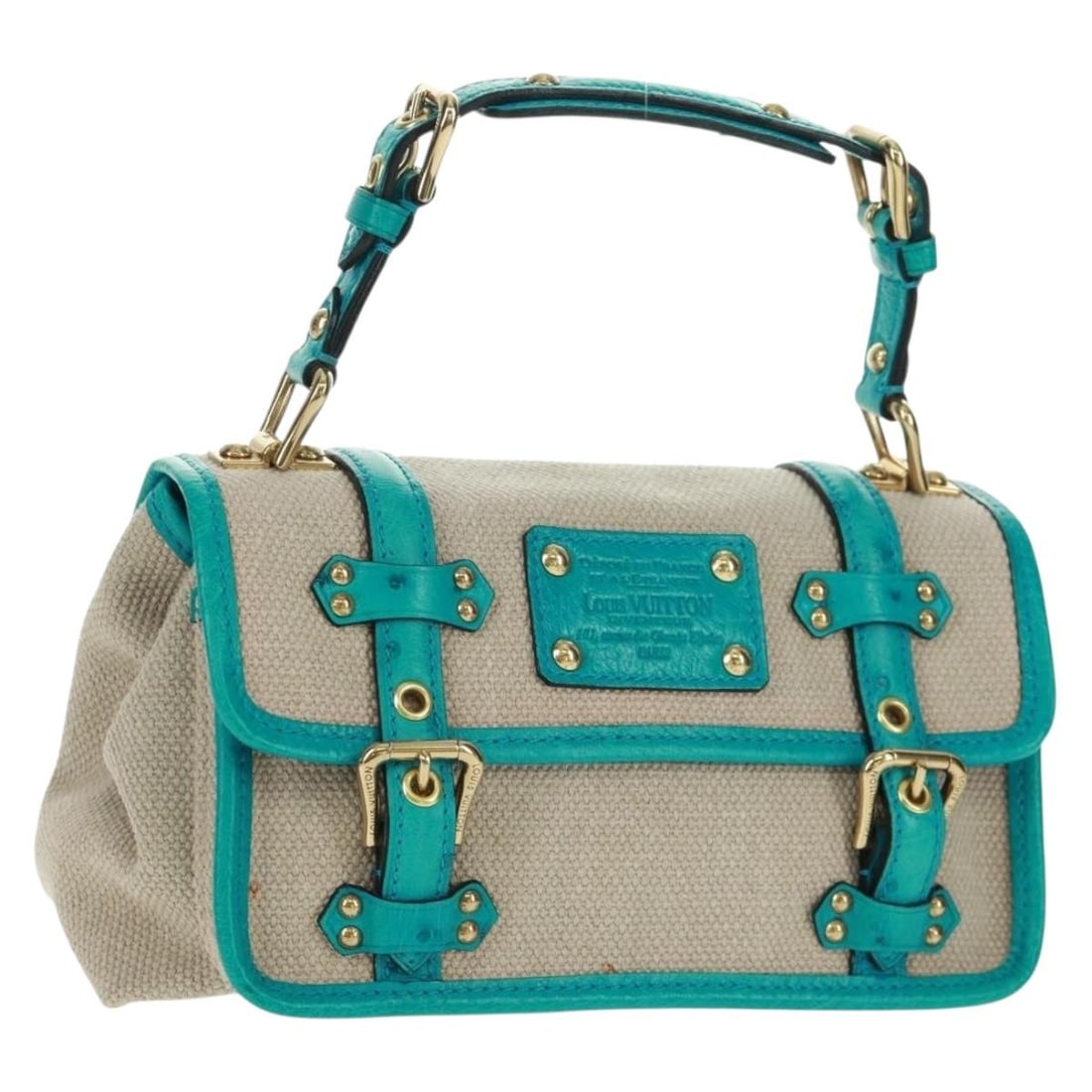 Louis Vuitton M92396 Antigua Sac Express PM Canvas Hand Bag Turquoise Blue: Louis Vuitton M92396 Antigua Sac Express PM Canvas Hand Bag Turquoise Blue Louis Vuitton Antigua Sac Express PM handbag in turquoise blue canvas, made in France. It comes with a dust bag and is identi