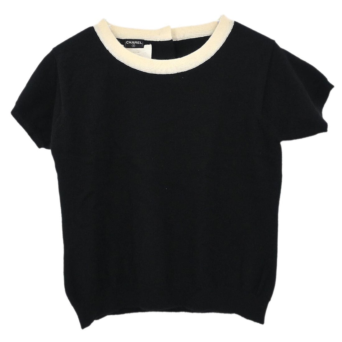 CHANEL Cashmere Short Sleeve Top Black Size 44 (1 of 10)