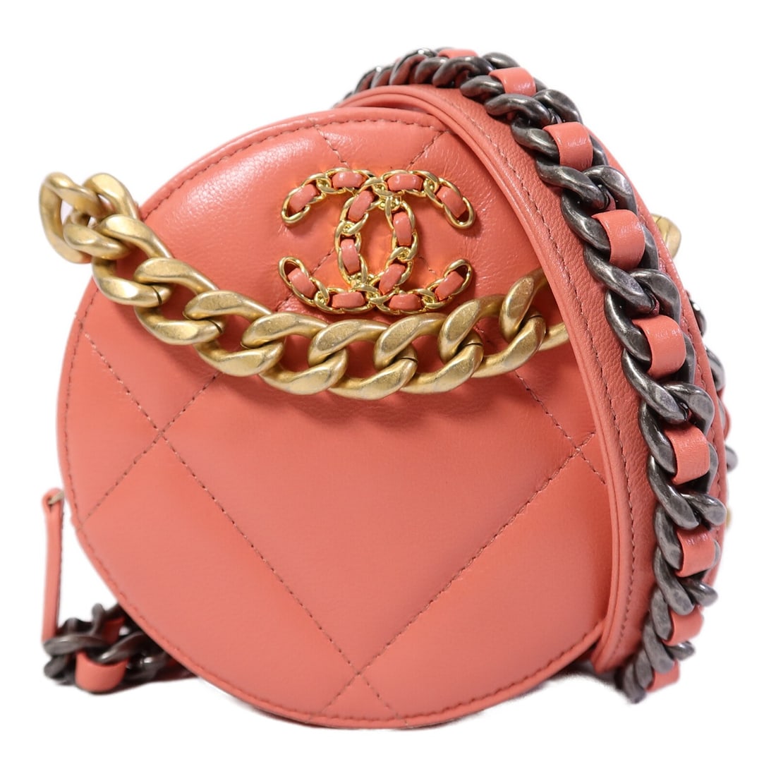 CHANEL Chanel 19 Lambskin Shoulder Bag AP0945 Peach Pink: CHANEL Chanel 19 Lambskin Shoulder Bag AP0945 Peach Pink CHANEL Chanel 19 Clutch Bag Chain Shoulder Bag model AP0945 in lambskin (sheep leather) with a pinkxpeach colorway and GHW detail. The bag is d