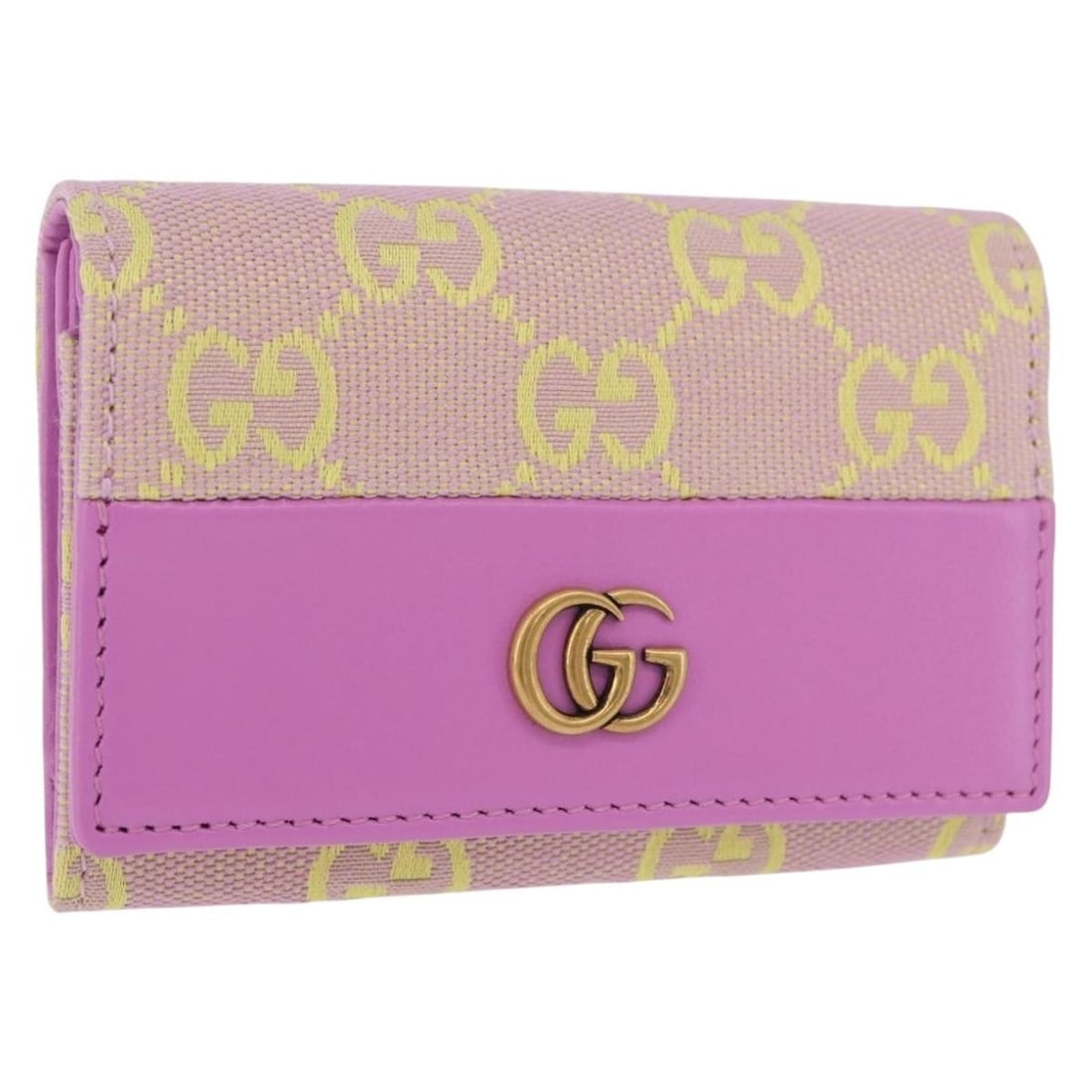 GUCCI 783120 Purple GG Canvas Card Case for Women: GUCCI 783120 Purple GG Canvas Card Case for Women Gucci card case in purple GG Canvas, made in Italy. It comes with a dust bag and item box. The item is described as in excellent condition, with no re