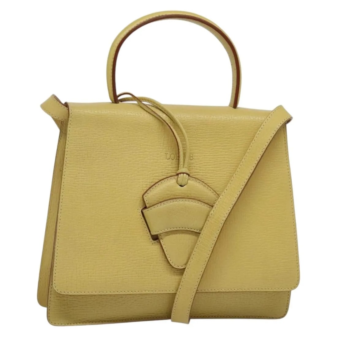 Loewe Barcelona yellow leather shoulder bag: Loewe Barcelona yellow leather shoulder bag This Loewe Barcelona shoulder bag is crafted from yellow leather and designed for female use. It features metal fittings and includes a shoulder strap and h