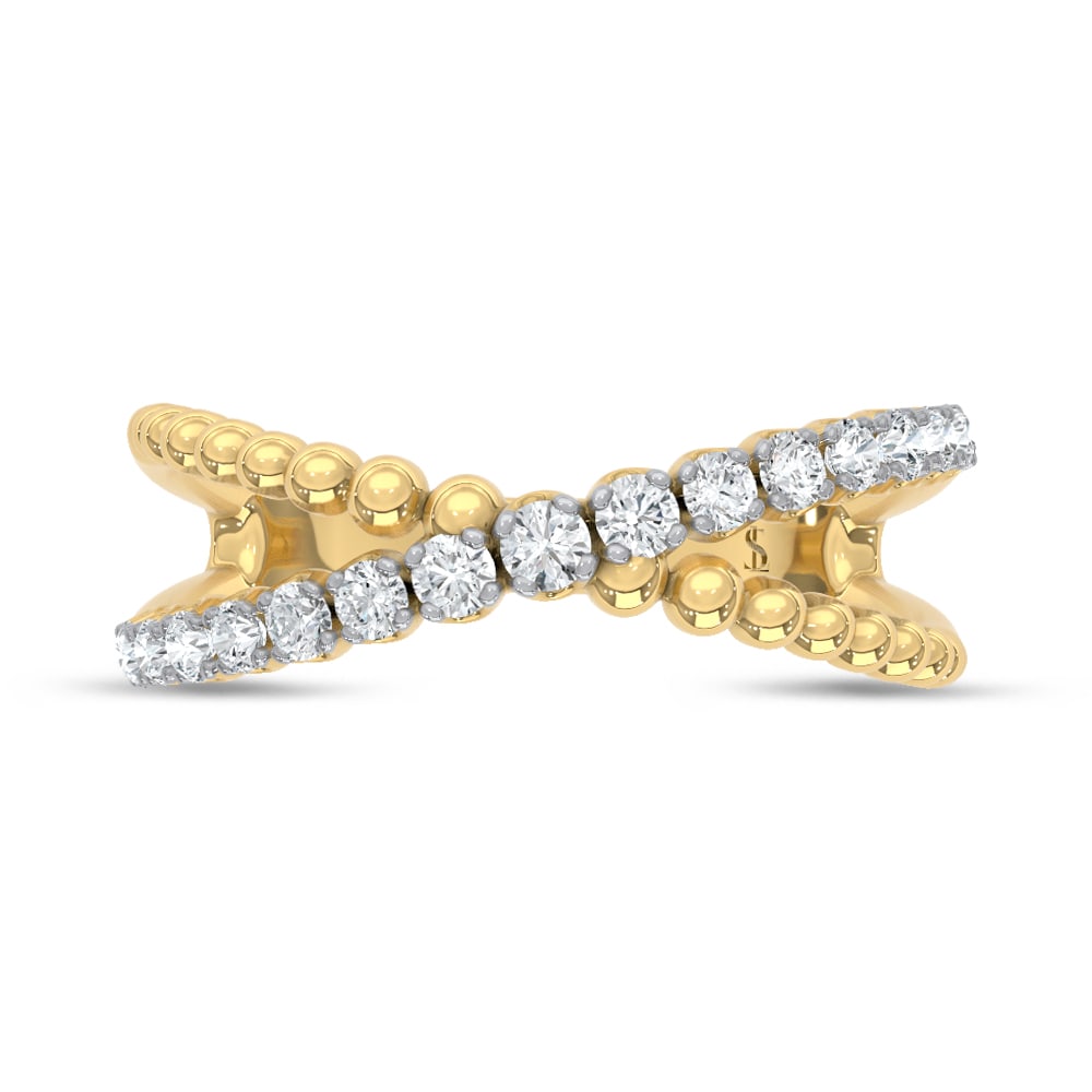 10K Two Tone 1/5 Ct.Tw. Lab Grown Diamond Crossover Fashion Ring (1 of 3)