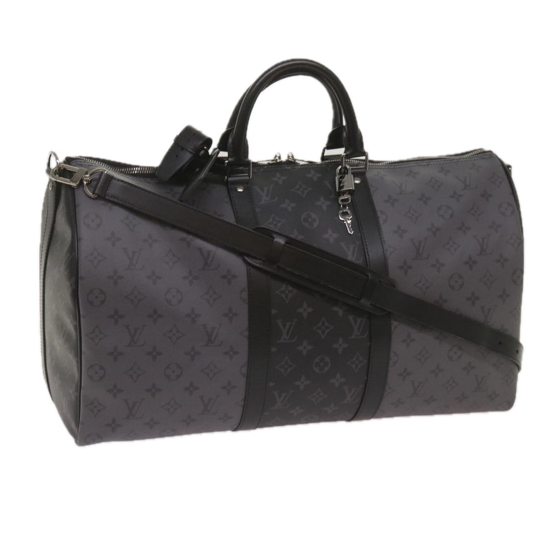 Louis Vuitton M45392 Keepall Bandouliere 50 Boston Bag Monogram Eclipse: Louis Vuitton M45392 Keepall Bandouliere 50 Boston Bag Monogram Eclipse This Louis Vuitton Keepall Bandouliere 50 is a Boston bag crafted in Monogram Eclipse Canvas with a Monogram Eclipse exterior co