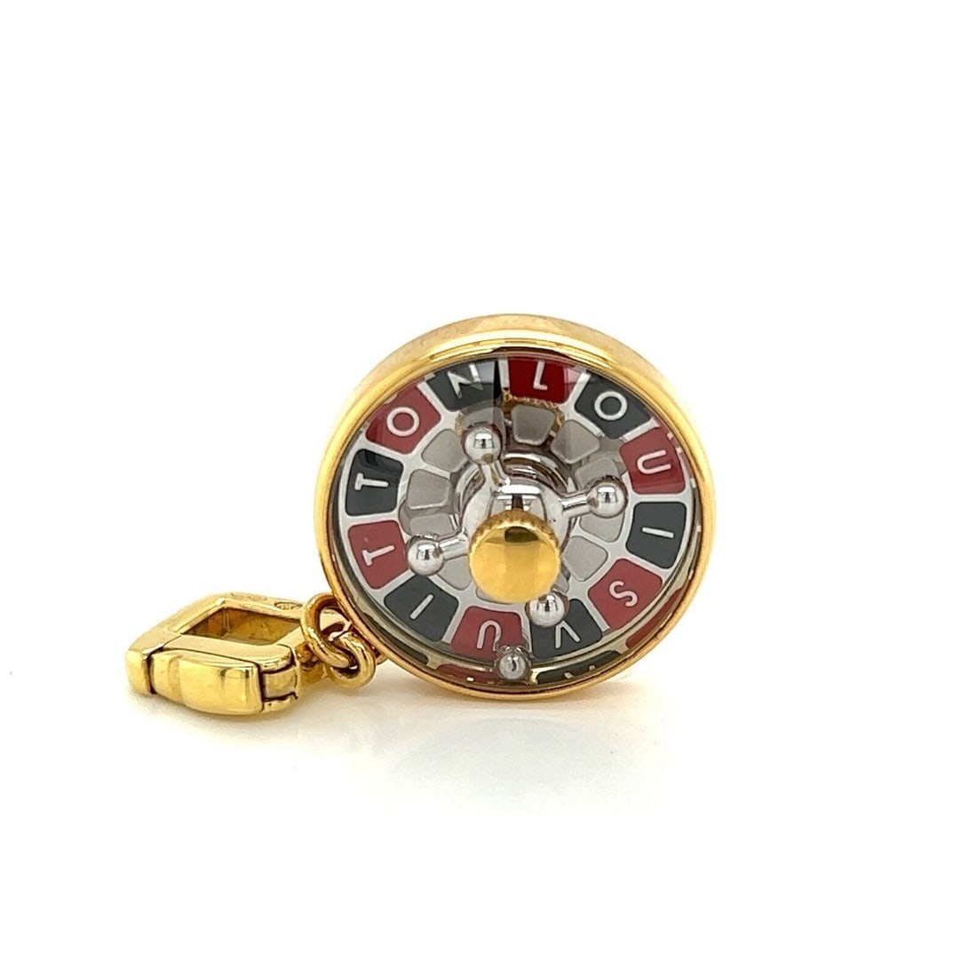 Louis Vuitton 18k Yellow Gold Enamel Roulette Wheel Charm Pendant (1 of 8)