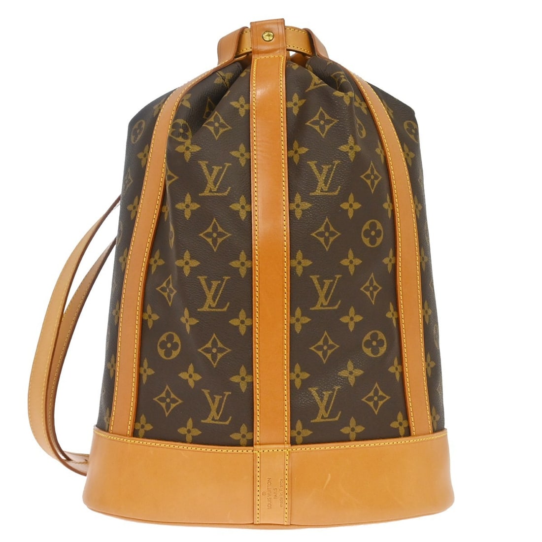Louis Vuitton Randonnee PM Monogram Shoulder Bag M42243 Drawstring: Louis Vuitton Randonnee PM Monogram Shoulder Bag M42243 Drawstring Louis Vuitton Monogram Randonnee PM drawstring bag in brown Monogram Canvas and leather, made in France. It features a shoulder strap
