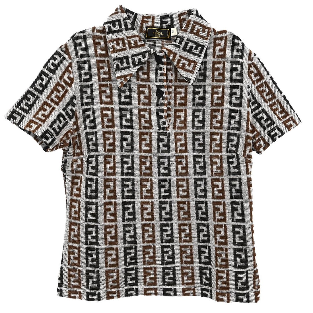 Fendi Zucca Gray Collared Polo Shirt Size 40 (1 of 10)