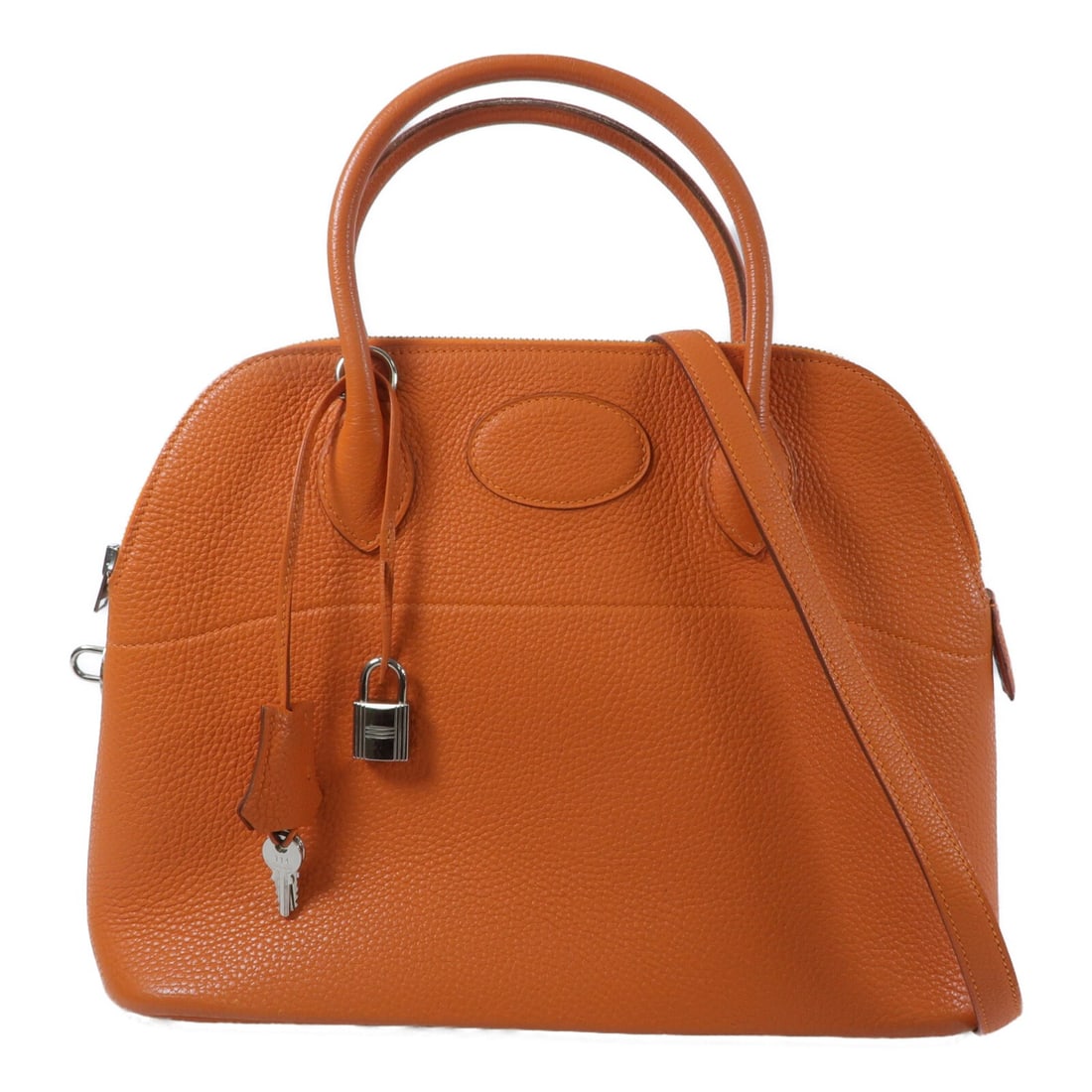 Hermes Bolide 31 Taurillon Clemence Orange 2 Way Bag PHW: Hermes Bolide 31 Taurillon Clemence Orange 2 Way Bag PHW A Hermes Bolide 31 2 Way Shoulder Bag in orange Taurillon Clemence leather with calfskin details. It features a top handle, shoulder strap, clo