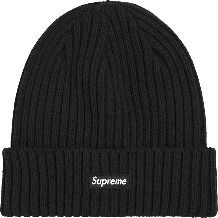 Black Ribbed Knit Beanie with Supreme Cuff Overdyed Finish (1 of 1)