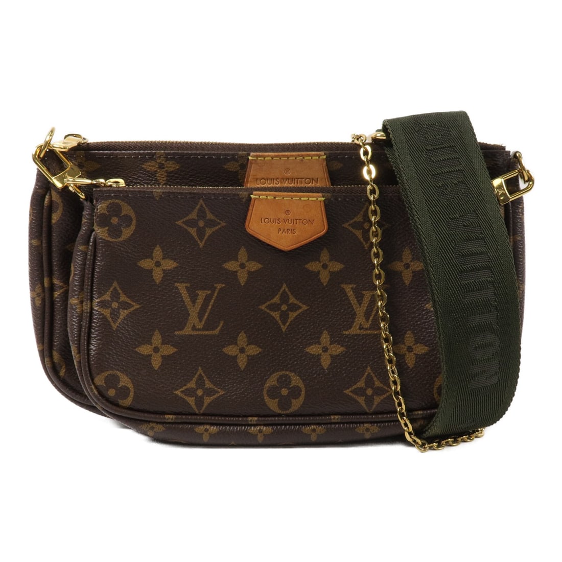 Louis Vuitton M44813 Multi Pochette Accessoires Monogram 2 Way Bag: Louis Vuitton M44813 Multi Pochette Accessoires Monogram 2 Way Bag Louis Vuitton Multi Pochette Accessoires 2 Way Shoulder Bag, model M44813, in Brown x Khaki with Monogram and PVC coated canvas. This