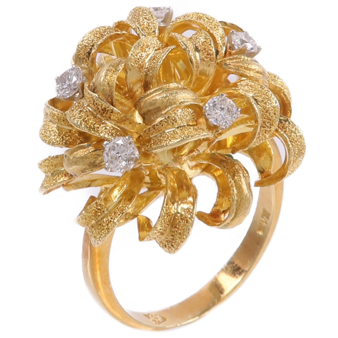 18K Yellow Gold Diamond Ring Size 7.25 Clear Stone (1 of 9)