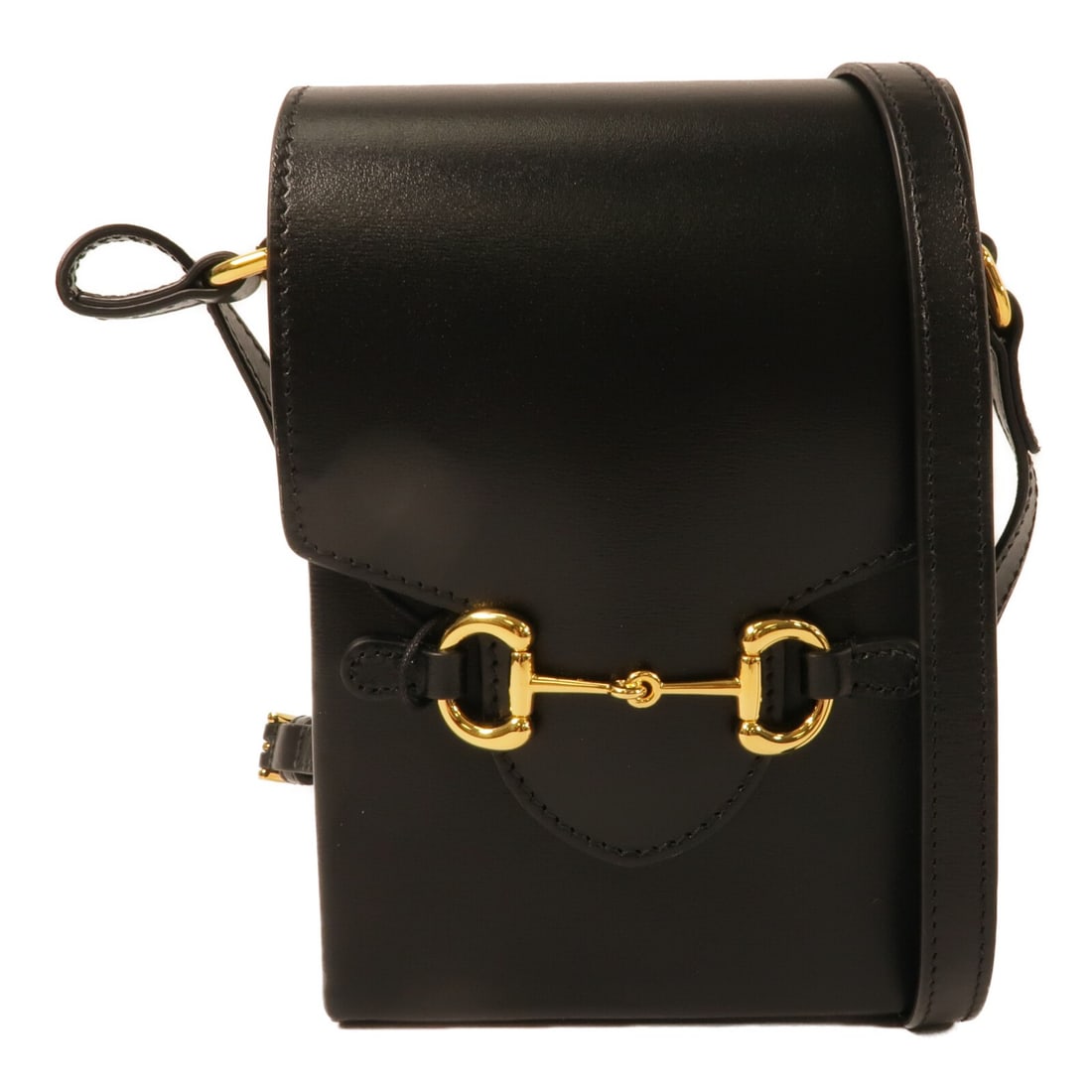 Gucci 625615 1955 Horsebit black calfskin shoulder bag: Gucci 625615 1955 Horsebit black calfskin shoulder bag A GUCCI 1955 Horsebit shoulder bag in black calfskin leather with gold-tone hardware. It features a magnetic pocket and comes with storage bags. 