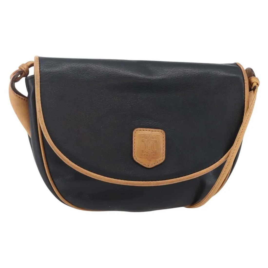 Celine Black Leather Flap Shoulder Bag 18cm by 17cm by 3cm: Celine Black Leather Flap Shoulder Bag 18cm by 17cm by 3cm This Celine flap shoulder bag is crafted from black leather, designed for female use. It features a compact silhouette with dimensions of 18c