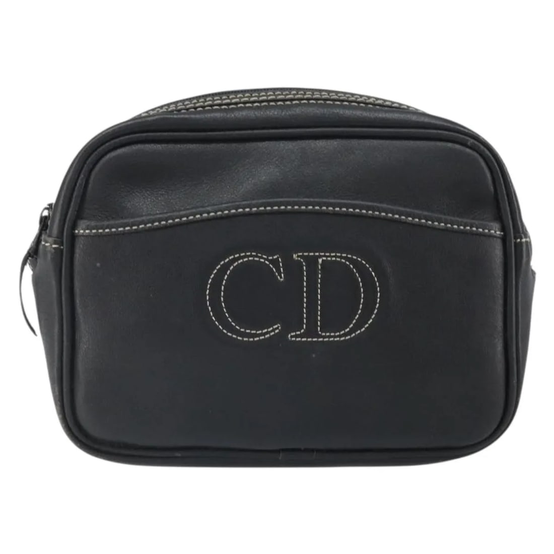 Christian Dior CD Shoulder Bag Navy Leather France: Christian Dior CD Shoulder Bag Navy Leather France Christian Dior CD shoulder bag in navy leather, presented in good vintage condition with honest wear. The bag is a unisex model made in France and me