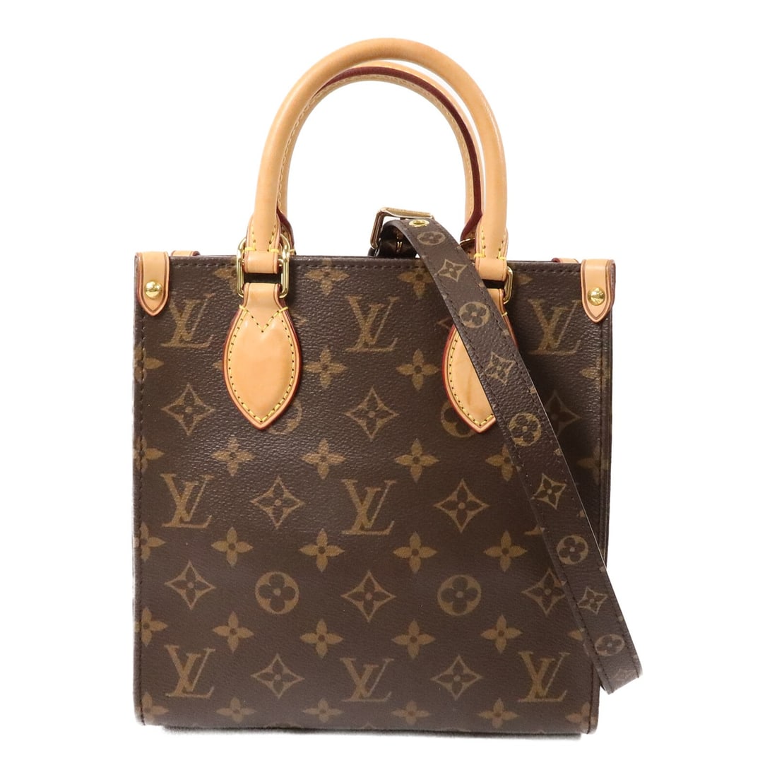 Louis Vuitton M46265 Sac Plat BB Monogram 2 Way Bag Brown: Louis Vuitton M46265 Sac Plat BB Monogram 2 Way Bag Brown Louis Vuitton Sac Plat BB 2 Way Shoulder Bag, model M46265, in brown monogram and PVC coated canvas. It features one inside zip pocket, a hand