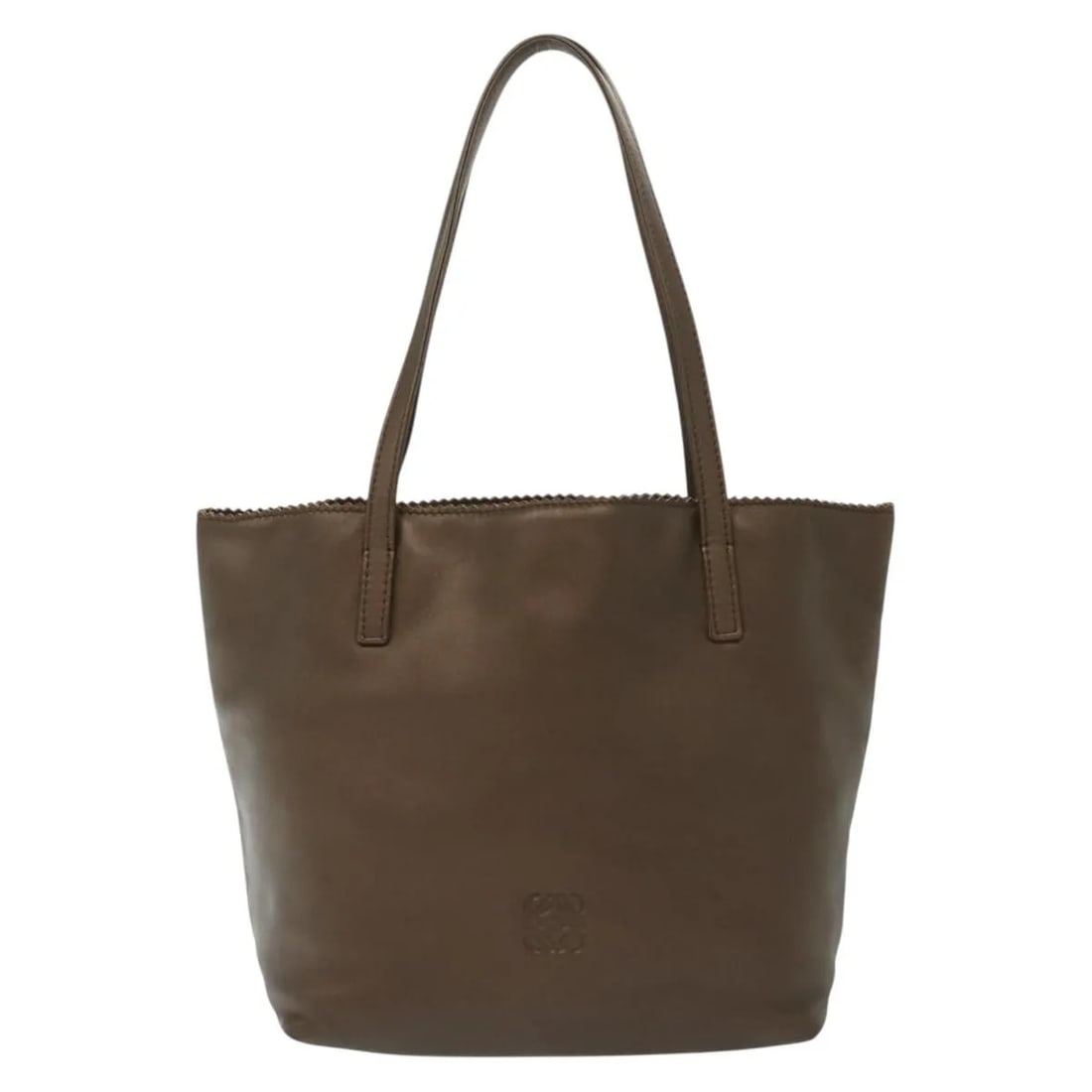 Loewe Anagram Brown Leather Handbag Made in Spain: Loewe Anagram Brown Leather Handbag Made in Spain This Loewe Anagram handbag is crafted from brown leather and designed for women. The handbag features a compact square shape with practical dimensions