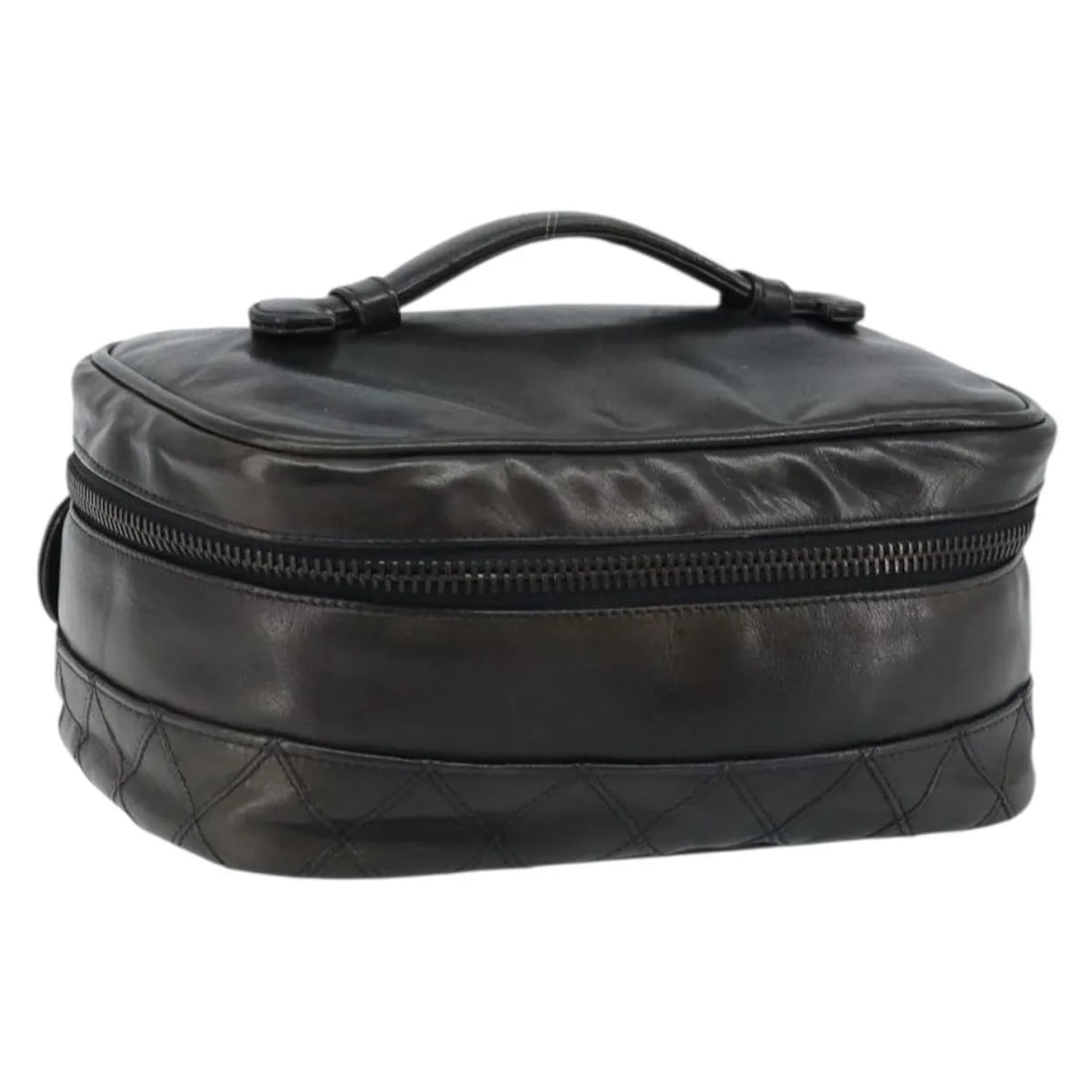 Chanel Vintage Cosmetic Case Black Leather Italy: Chanel Vintage Cosmetic Case Black Leather Italy Vintage Chanel cosmetic case in black lambskin leather. This women's case is made in Italy and remains in good condition, showing visible wear from use