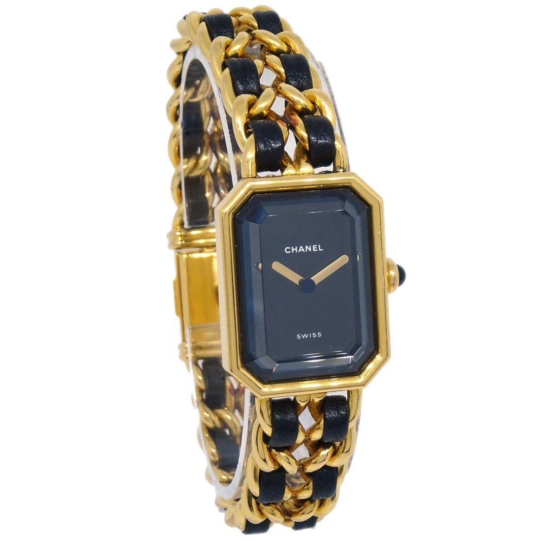 CHANEL Premiere Women's Quartz Wristwatch Gold Plated Black Dial: CHANEL Premiere Women's Quartz Wristwatch Gold Plated Black Dial Chanel Premiere women's wristwatch with a quartz movement and analog display. It features a black gold case and dial, a black gold band