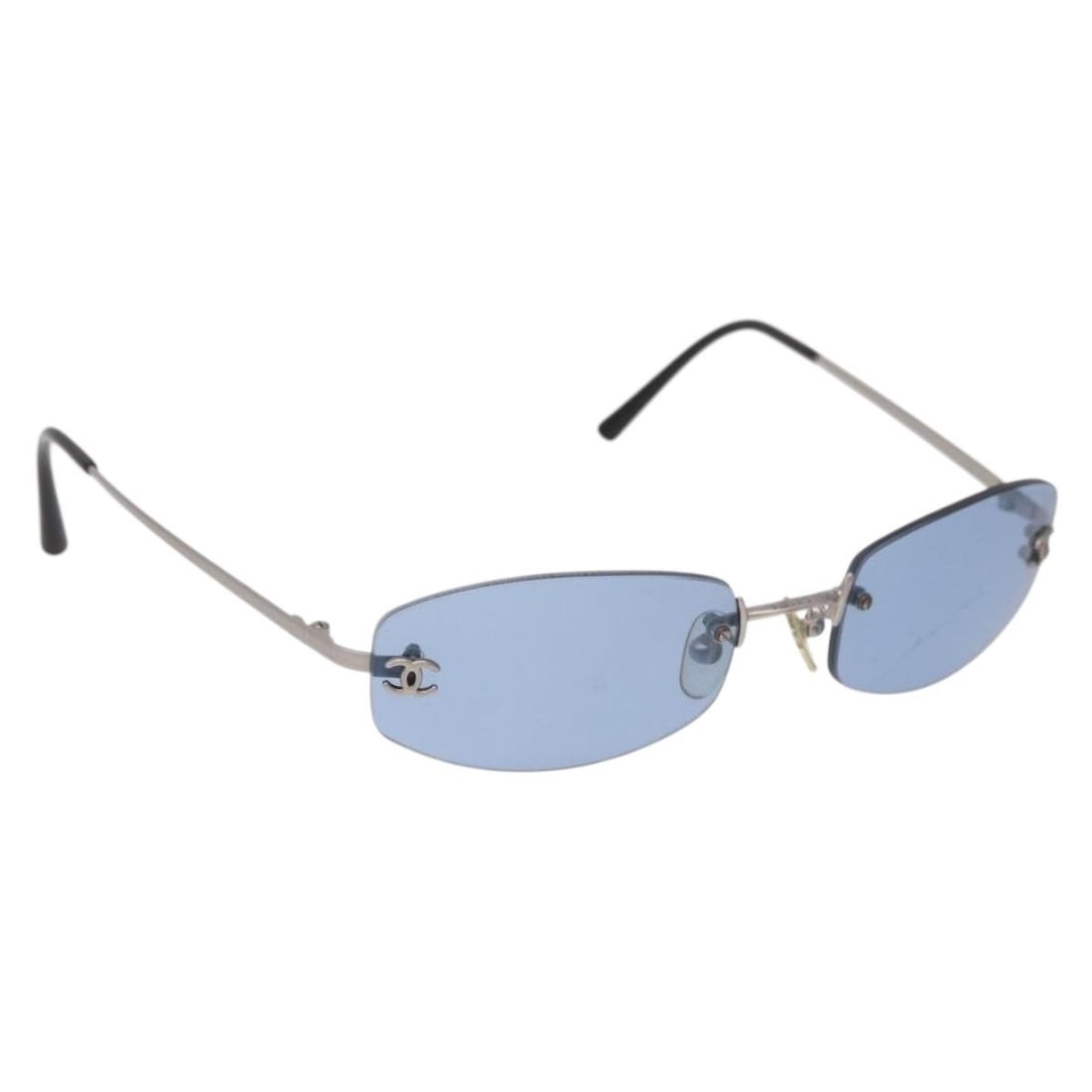 CHANEL 5419 Blue Metal Sunglasses with Case: CHANEL 5419 Blue Metal Sunglasses with Case CHANEL women's sunglasses in blue metal, made in Italy. The item comes with a sunglass case and is described as being in very good AB condition, with slight